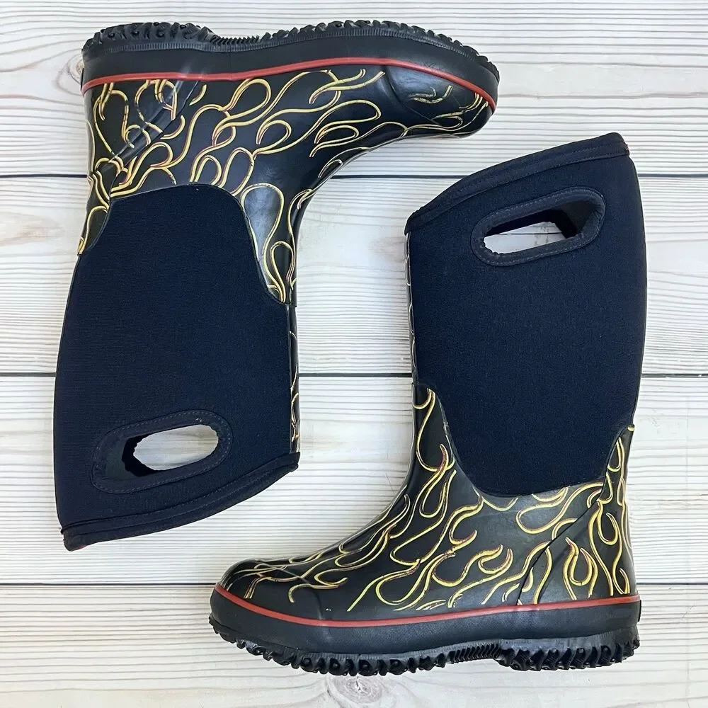 Bogs Boots Classic Flame Waterproof Kids Sz 3 Youth Boys Winter Rain Snow -30° F